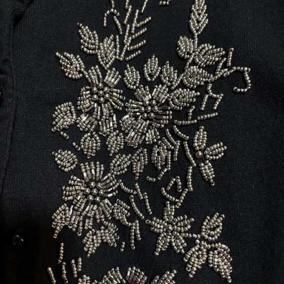 Cable & Gauge Plus Size 1X Black Sequin Beaded Cardigan Sweater - Picture 3 of 7
